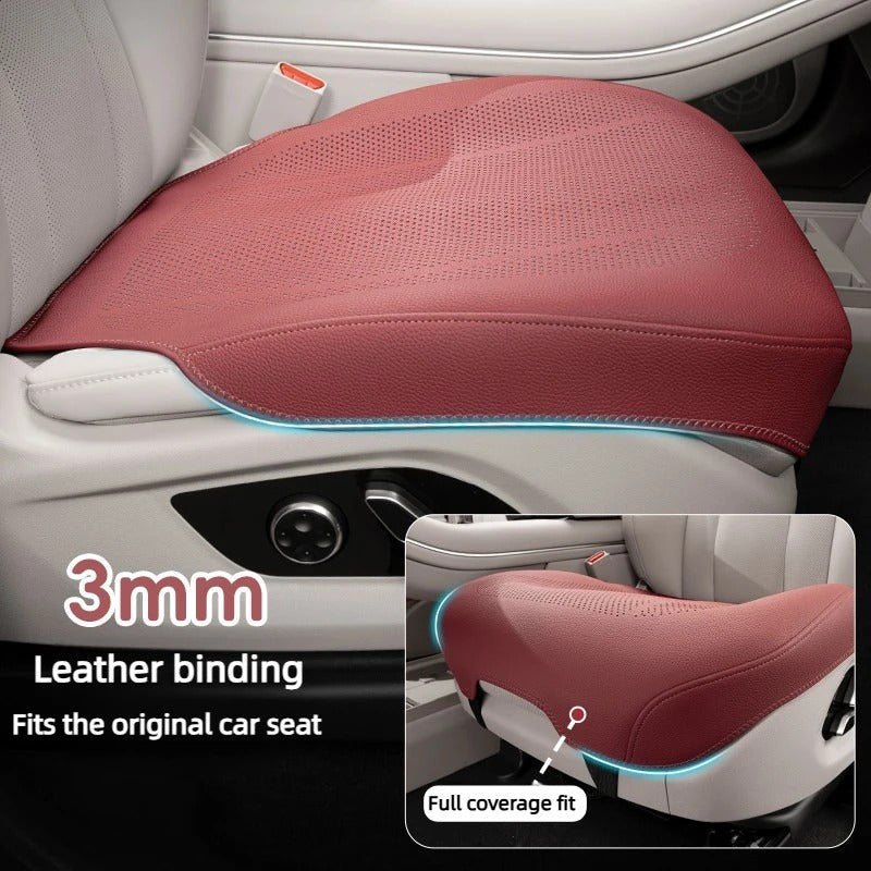 Universal Car Seat Cushion – Breathable Full-Cover Seat Pad for All Seasons - Delicate Leather  