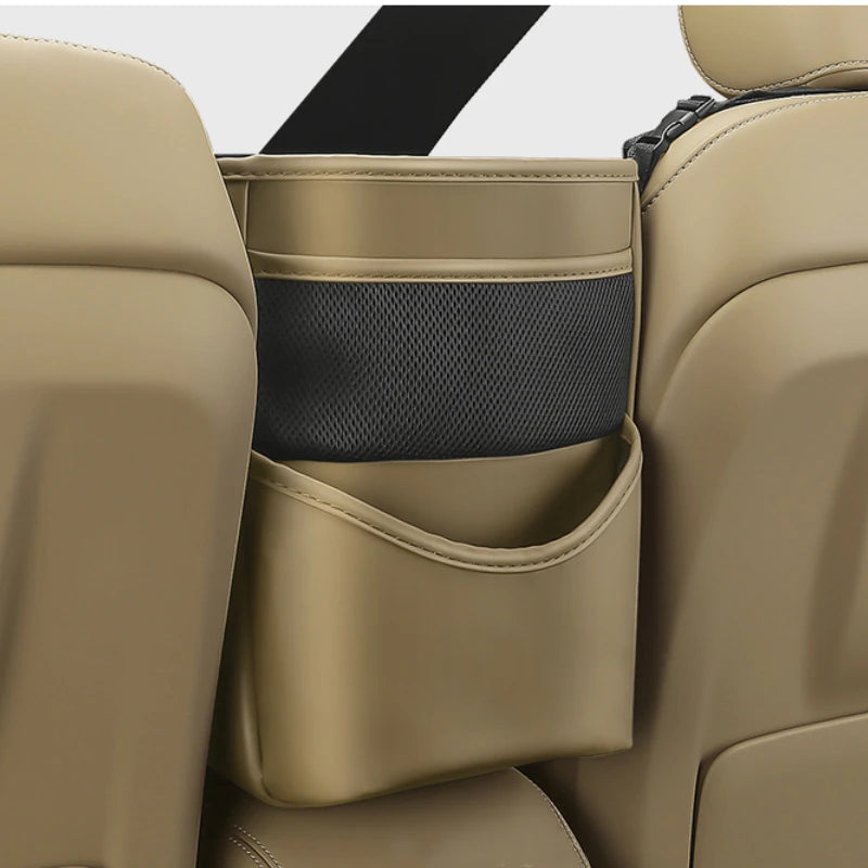 PU Leather Car Seat Gap Organizer – Hanging Storage Bag Between Front Seats - Delicate Leather  