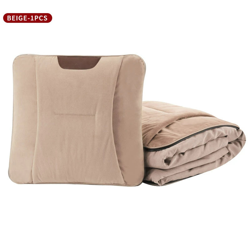 Multi-Functional Car Pillow Quilt - Four Seasons Plush Pillow Blanket - 6 Colors Automotive Parts - Delicate Leather  