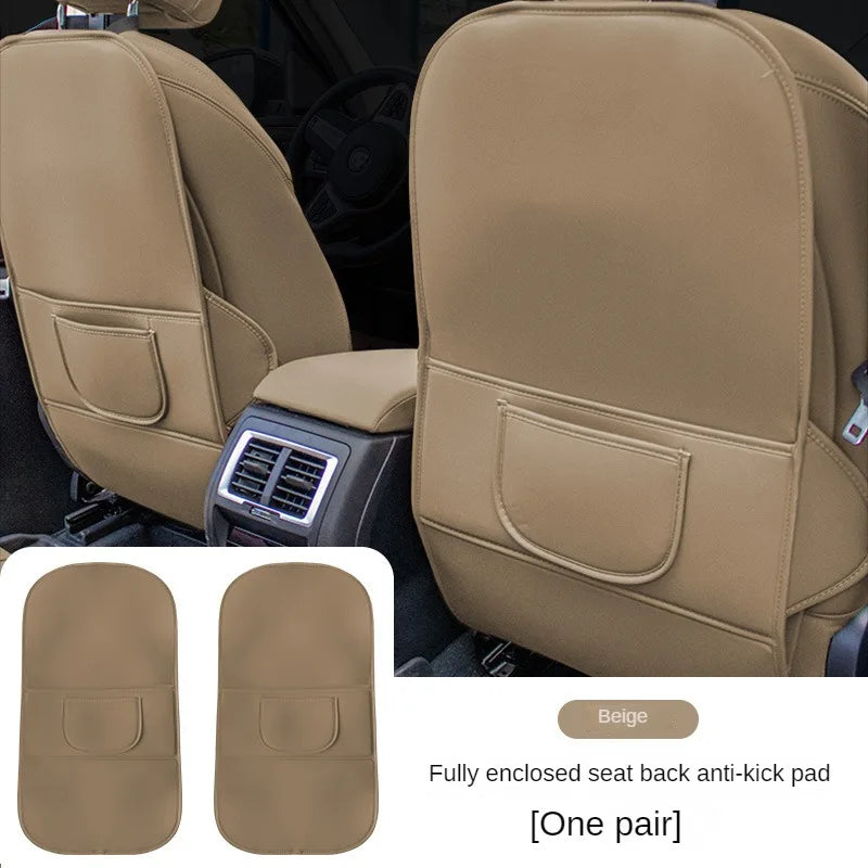 Car Seat Back Protector – Universal Backseat Kick Mat Waterproof Interior Cover - Delicate Leather  
