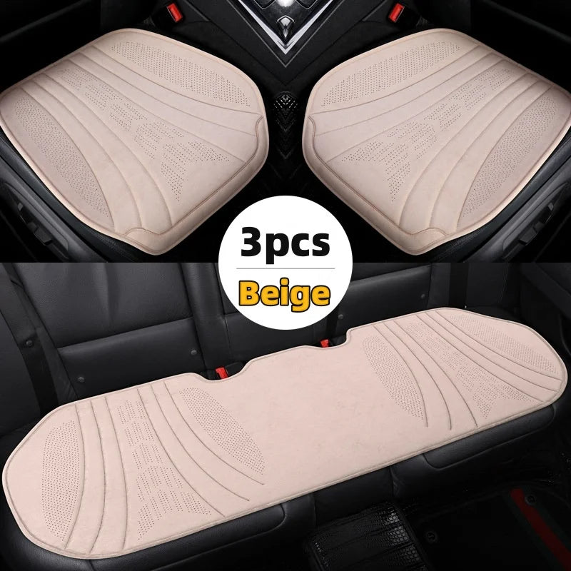 Suede Car Seat Cover - Breathable Front Seat Anti-slip Cushion - Universal 5-Seater Car Front/Rear Protection - Interior Accessories - Delicate Leather  