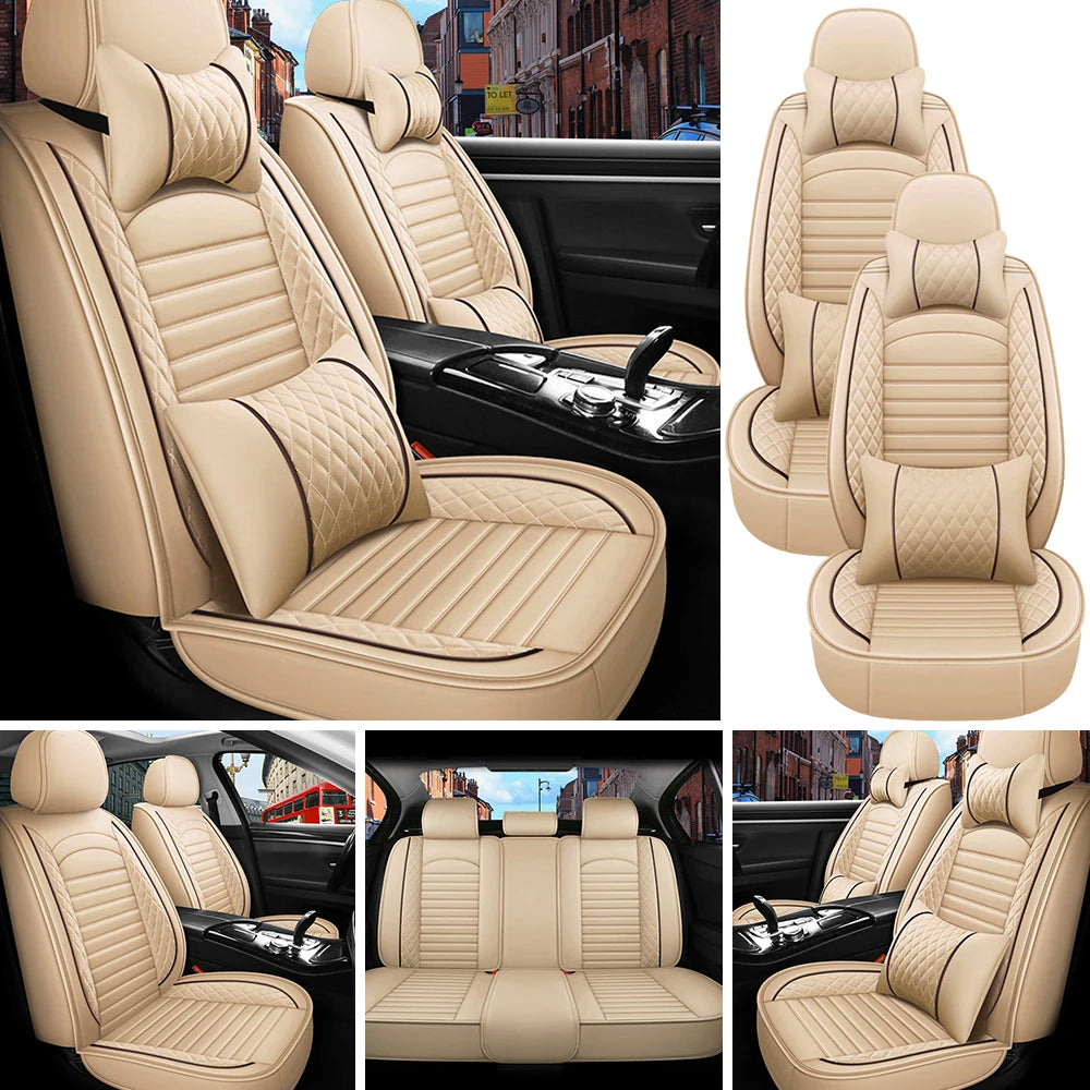 5-Seater PU Leather Car Seat Covers – Full Set Front & Rear Cushion with Anti-Scratch Protection (SP2)