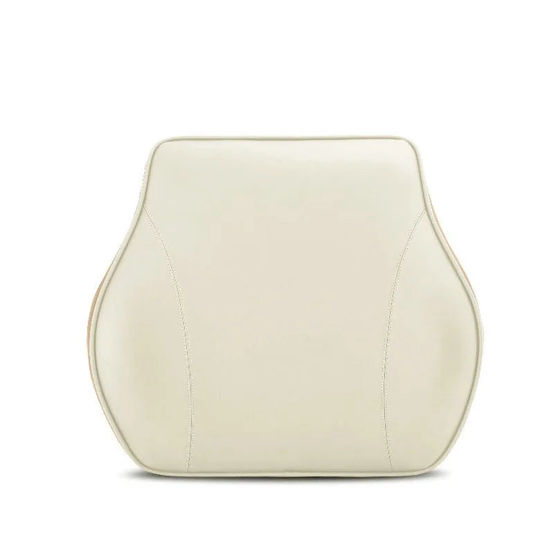 Universal Nappa Leather Car Neck Pillow – Memory Foam Headrest & Waist Support Cushion for Car Interior - Delicate Leather  