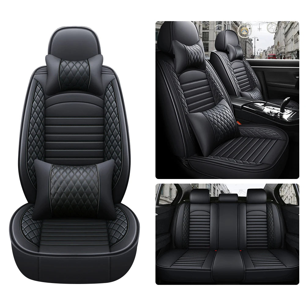 5-Seater PU Leather Car Seat Covers – Full Set Front & Rear Cushion with Anti-Scratch Protection (SP2)