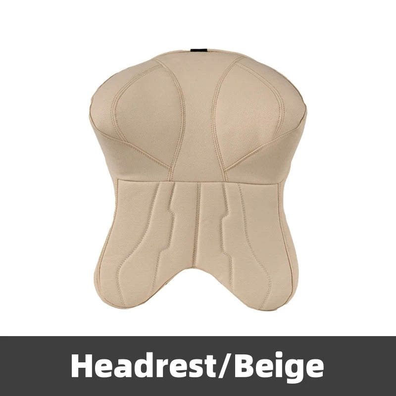 New Car Neck Pillow & Lumbar Support - Breathable Leather Seat Anti-slip Protective Cushion - Business Luxury Car Interior Headrest - Delicate Leather  