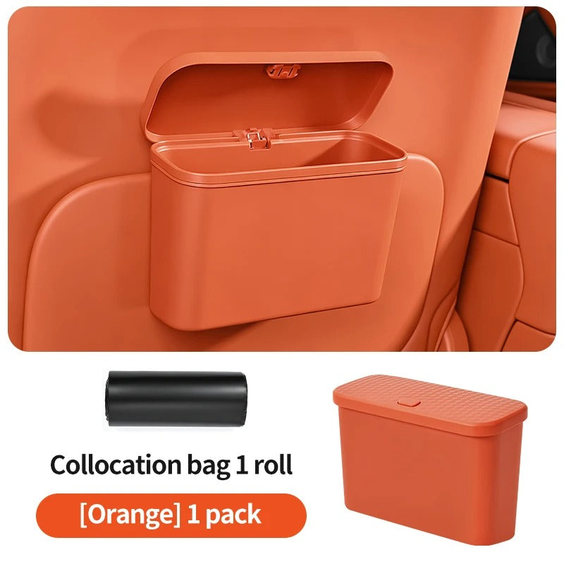 Multifunctional Hanging Car Trash Can – Press-Type Lid Leak-Resistant Storage Bin - Delicate Leather