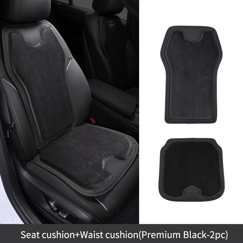 Car Seat Cover Cushion - Warm Flannel Soft Memory Foam Seat Protector Booster Pad - Winter Seat Accessories - Delicate Leather  