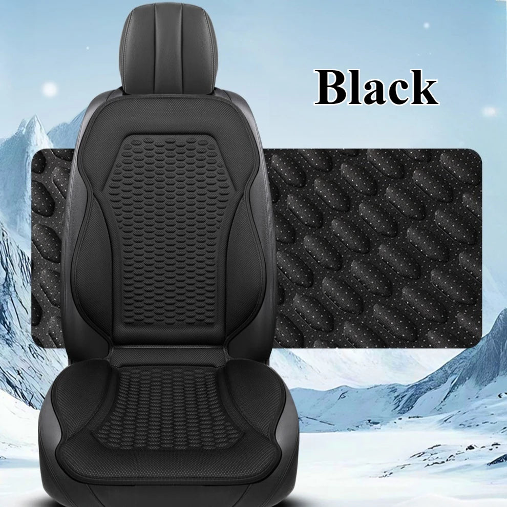 3D Textured Ice Silk Car Seat Cushion – Dual Front Seat Cooling Pads, Breathable Summer Comfort, Easy Installation, No Straps Needed - Delicate Leather  