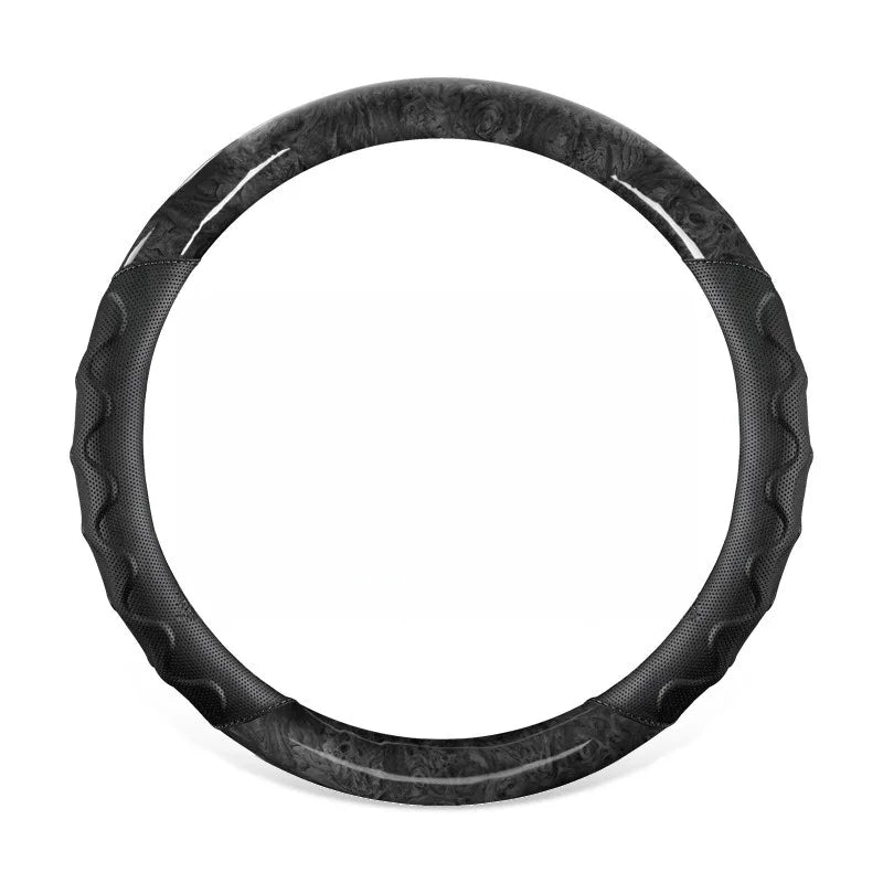Wood Grain Steering Wheel Cover – Leather-Style Anti-Slip Universal Grip - Delicate Leather  