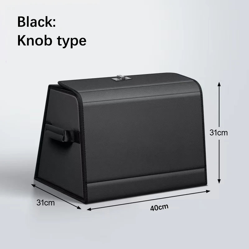 Multi-Functional Foldable Car Trunk Storage Box - Vehicle Interior Organizer Bag - Rear Seat Storage Container - Delicate Leather  