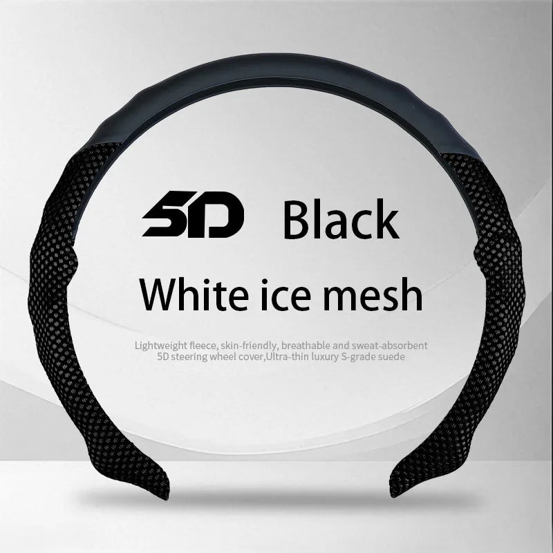 5D Honeycomb Mesh Steering Wheel Cover – Ultra-Thin Breathable Non-Slip Grip, Universal Fit Interior Accessory - Delicate Leather  