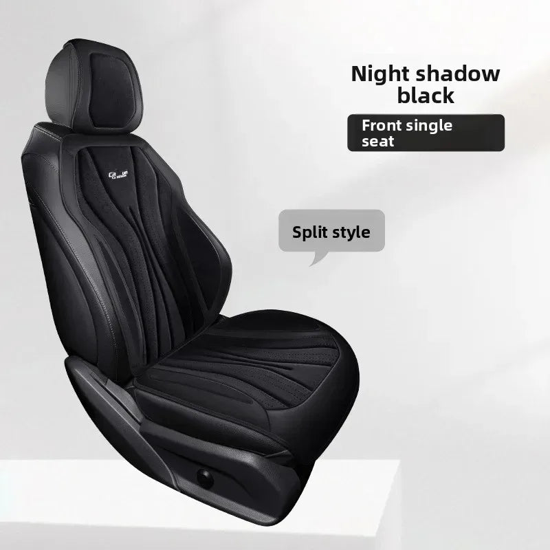 Luxury Suede Leather Car Seat Cover – Full Set Non-Slip Seat Cushion, Universal Car Interior Protection - Delicate Leather  