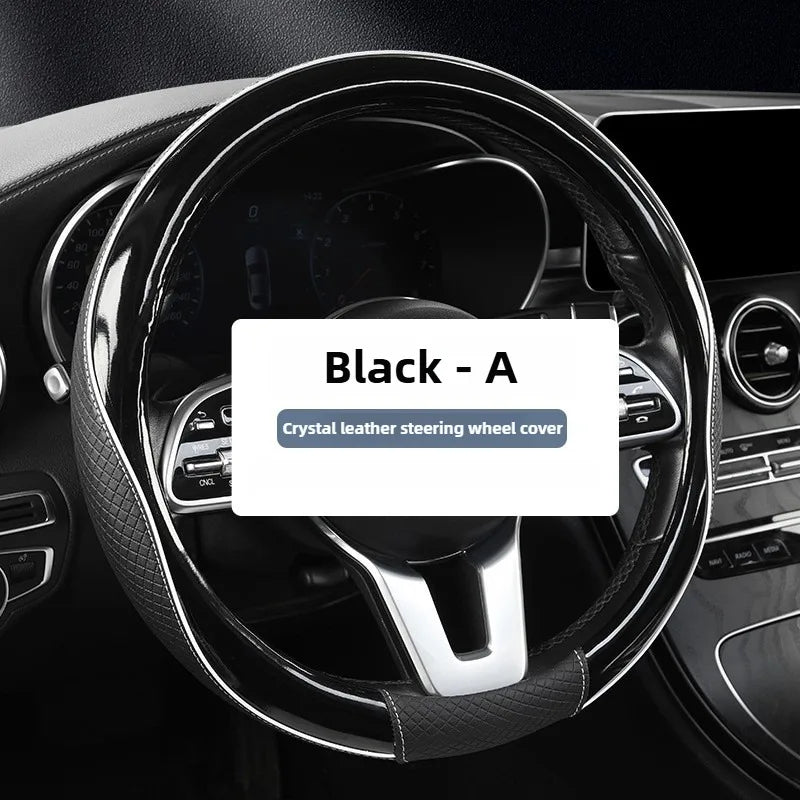 Fashion Steering Wheel Cover – Universal 38 cm Microfiber Leather Car Accessories, Non-Slip & Heat-Resistant Handle Grip for All Seasons - Delicate Leather  