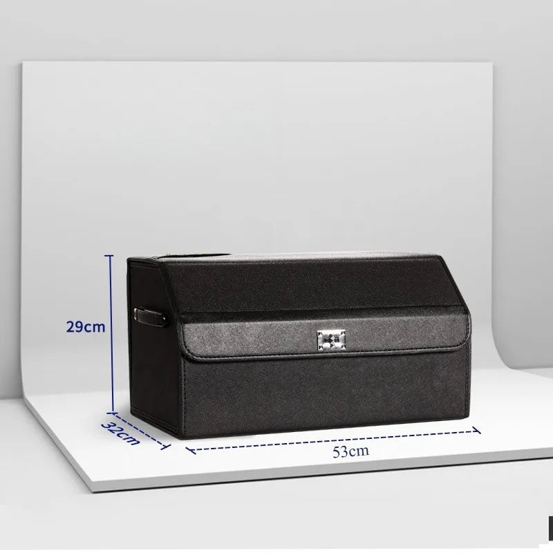 Foldable Car Trunk Storage Box – Large Capacity Leather Organizer for Auto Accessories, Waterproof and Easy to Store - Delicate Leather  