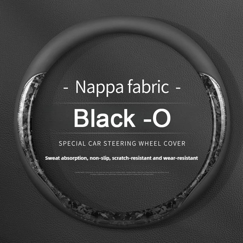 Nappa Leather Car Steering Wheel Cover – Breathable, Anti-Slip, Universal Fit (Round/D-Type) - Delicate Leather  