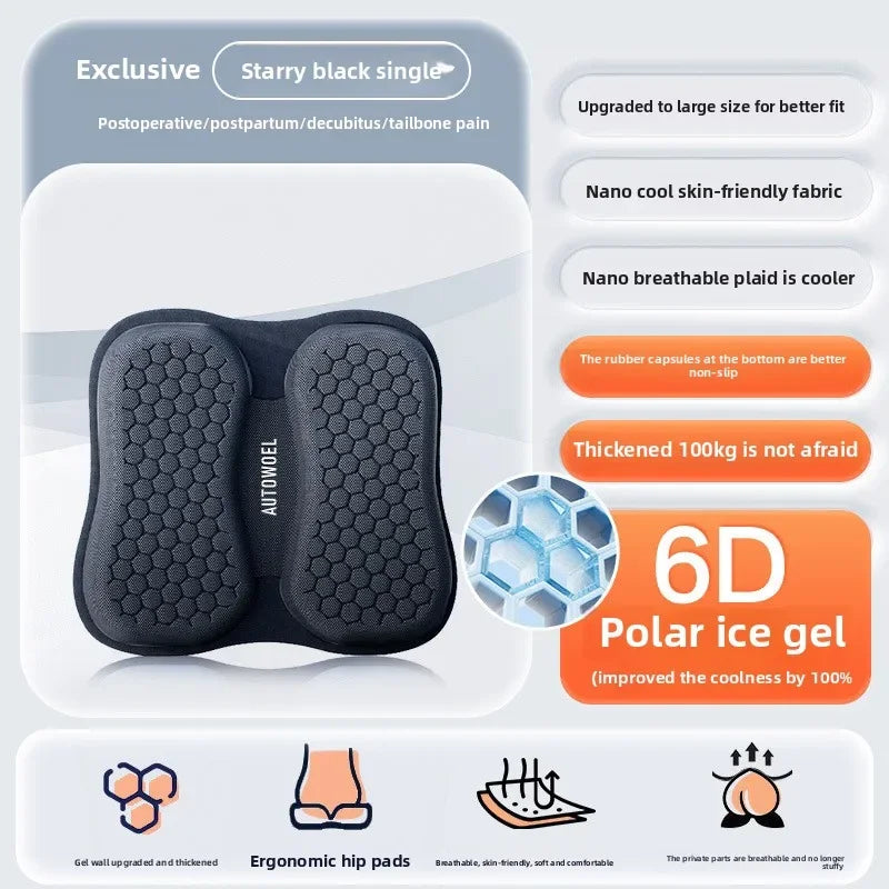 Universal Gel Car Seat Cushion – Breathable Cooling Pad for Cars, Trucks, and Chairs - Delicate Leather  