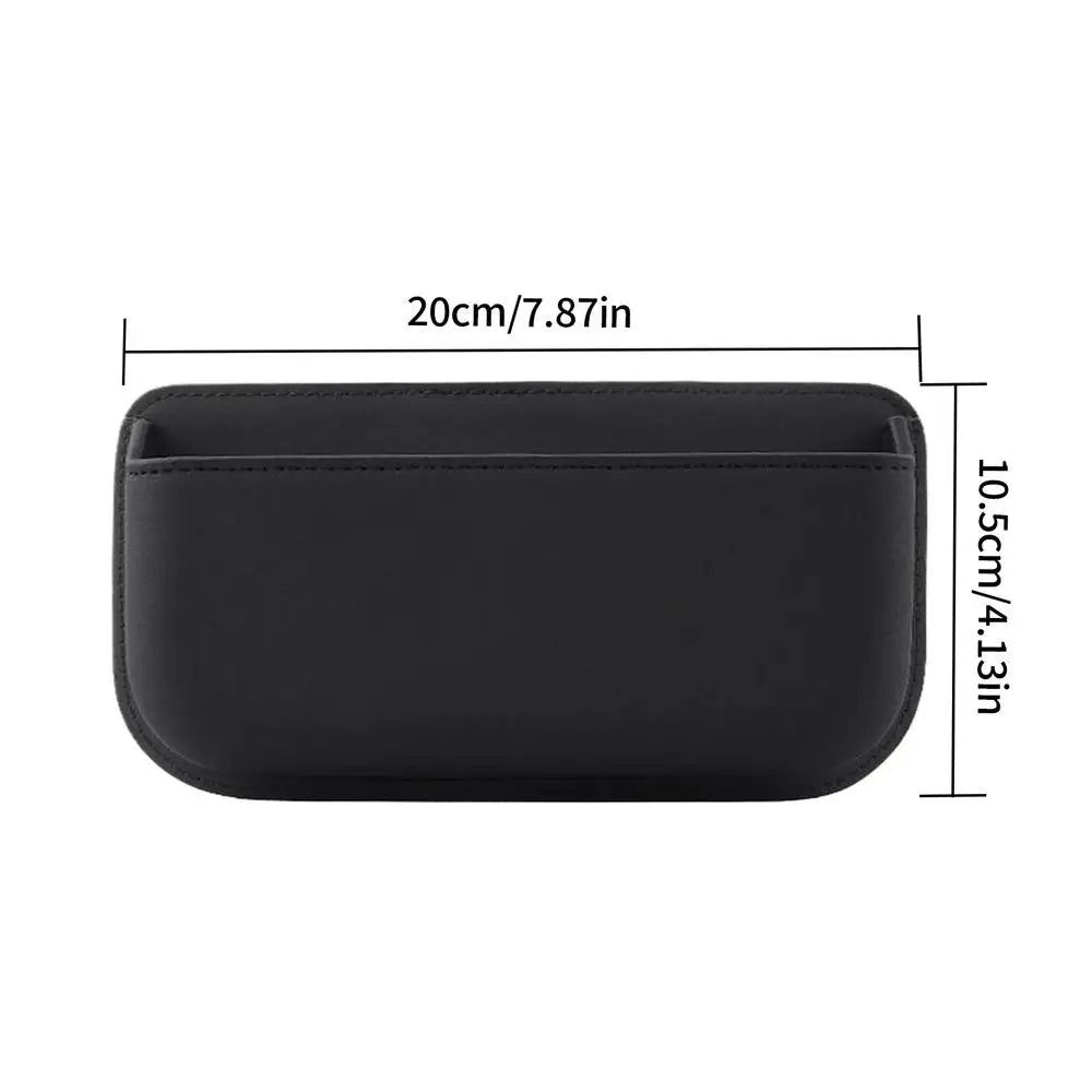 PU Leather Car Side Storage Box – Universal Self-Adhesive Seat Gap Organizer and Sunglass Holder for Vehicle Interior - Delicate Leather  