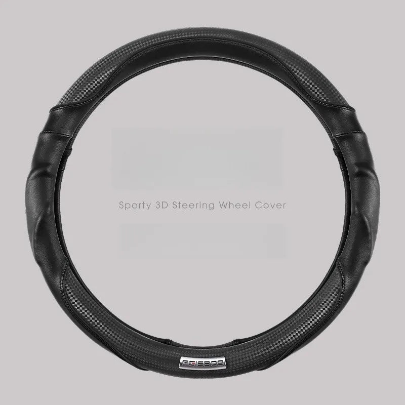 Nappa Leather Car Steering Wheel Cover – Universal Anti-Slip Carbon Fiber Cover 14.5–15 Inch - Delicate Leather  