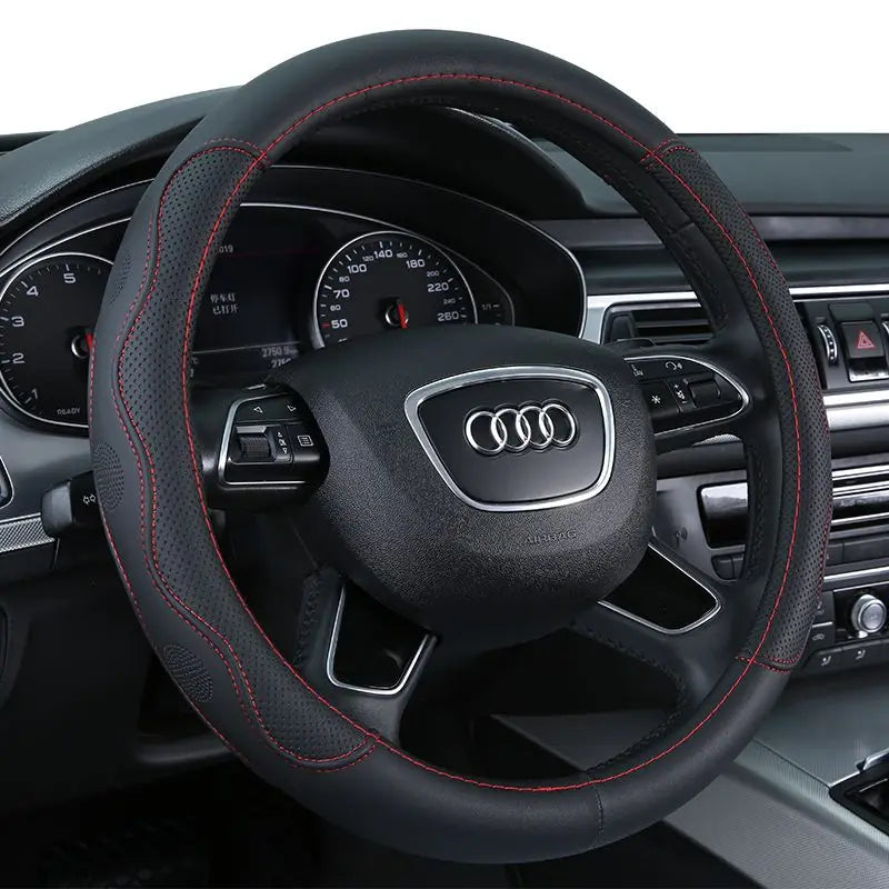 High-Quality Faux Leather Steering Wheel Cover – Wear-Resistant, Breathable, Universal Four-Season Car Handle Cover - Delicate Leather  