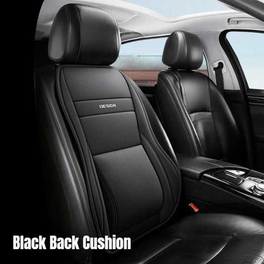 Universal Ergonomic Car Seat Cover with Built-In 6cm Lumbar Support & Leg Bolster – Four-Season Auto Seat Protection Pad - Delicate Leather
