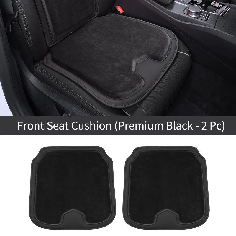 Car Seat Cover Cushion - Warm Flannel Soft Memory Foam Seat Protector Booster Pad - Winter Seat Accessories - Delicate Leather  