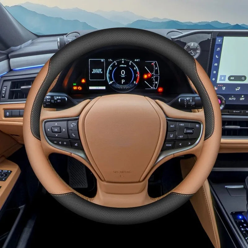 Nappa Leather Steering Wheel Cover - Luxury Car Steering Wheel Cover for Lexus ES200, ES300, NX260, RX350 - Premium Leather Auto Accessory - Delicate Leather  