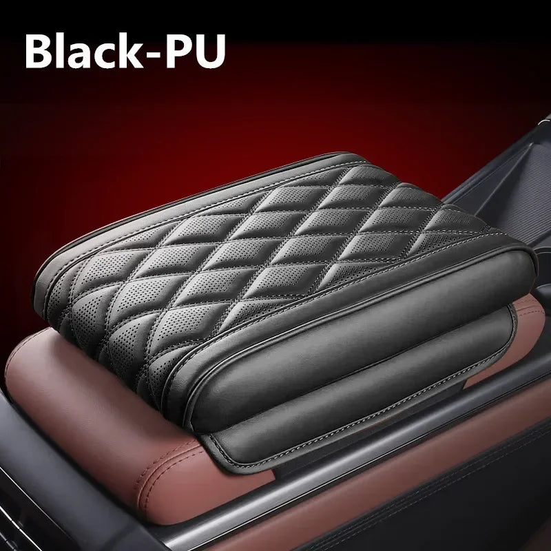 Universal Car Armrest Pad – Premium Leather Center Console Cushion with Memory Foam, Easy Installation - Delicate Leather  