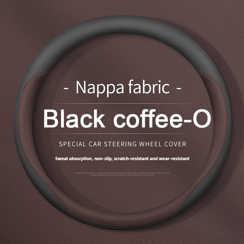 Nappa Leather Car Steering Wheel Cover – Breathable, Anti-Slip, Universal Fit (Round/D-Type) - Delicate Leather  