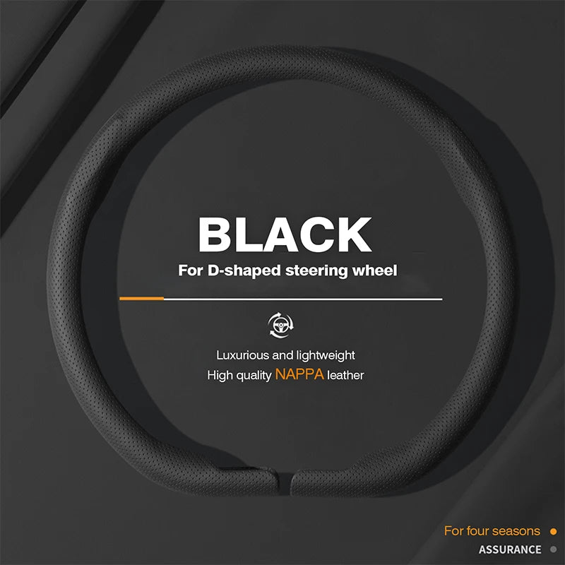 Ultra-Thin Nappa Leather Steering Wheel Cover – Breathable Non-Slip Protector - Delicate Leather  