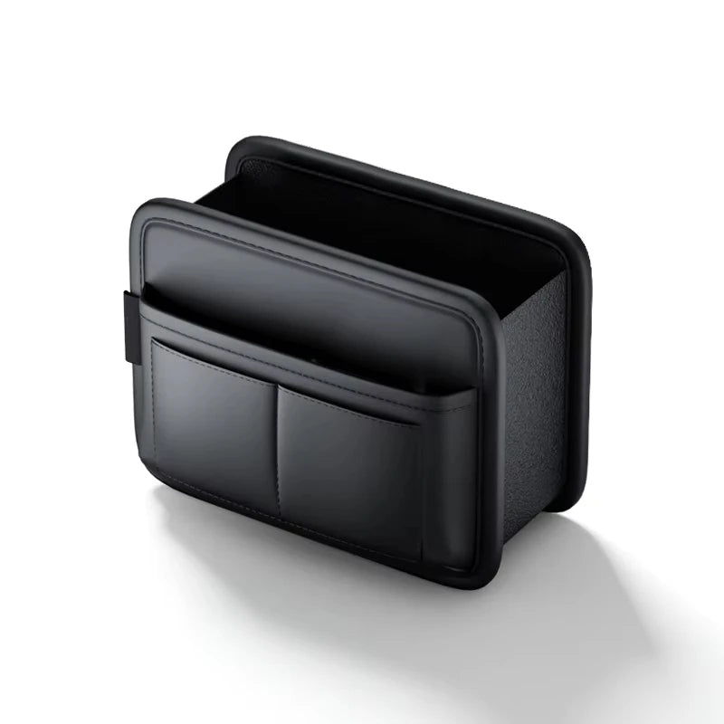 Foldable Car Door Storage Box – PU Leather Multi-Functional Organizer for Keys, Glasses, Phone, and Trash - Delicate Leather  