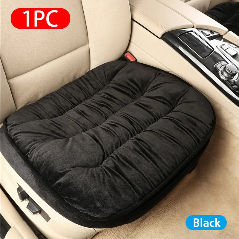 Plush Car Seat Cover Set – Front and Rear Seat Cushion Pads with Non-Slip Design, Universal Fit - Delicate Leather  