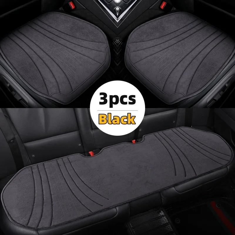 Suede Car Seat Cover - Breathable Front Seat Anti-slip Cushion - Universal 5-Seater Car Front/Rear Protection - Interior Accessories - Delicate Leather  
