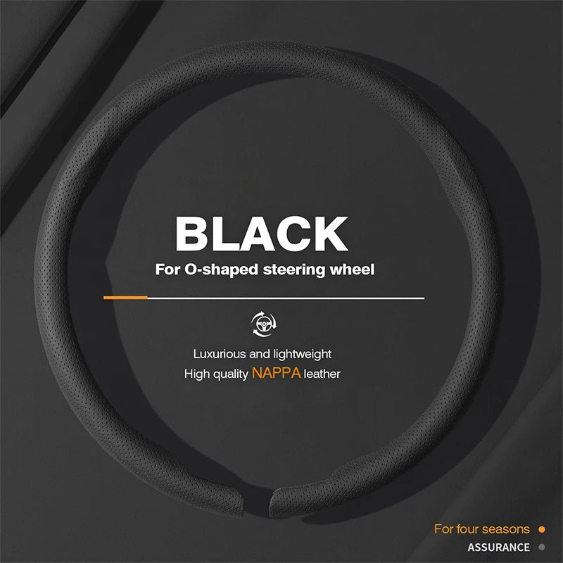 Ultra-Thin Nappa Leather Steering Wheel Cover – Breathable Non-Slip Protector - Delicate Leather  