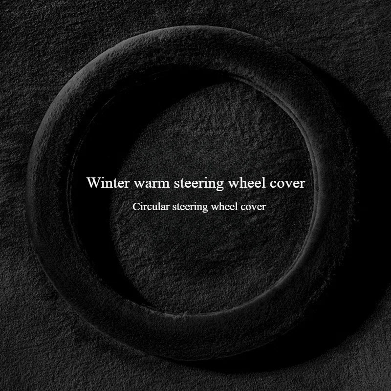 Universal Winter Plush Steering Wheel Cover – Warm Fashionable Car Accessory, Soft Anti-Slip Interior Cover - Delicate Leather  