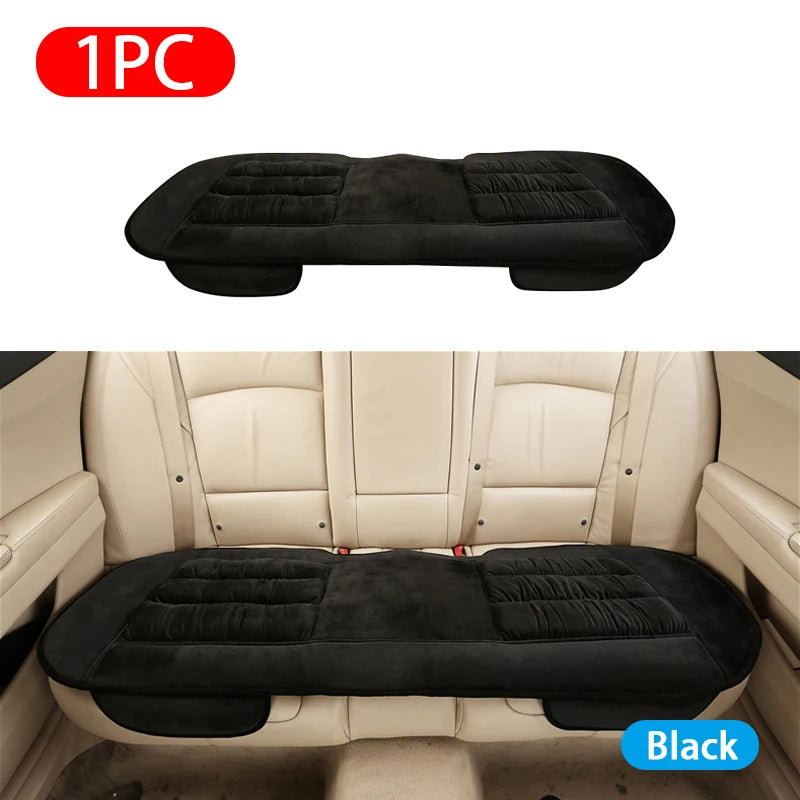 Plush Car Seat Cover Set – Front and Rear Seat Cushion Pads with Non-Slip Design, Universal Fit - Delicate Leather  