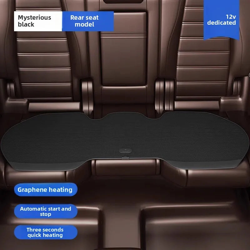 Graphene Heated Car Seat Cushion – Universal 12V/24V Seat Cover with Waist Support for Winter Warmth - Delicate Leather  