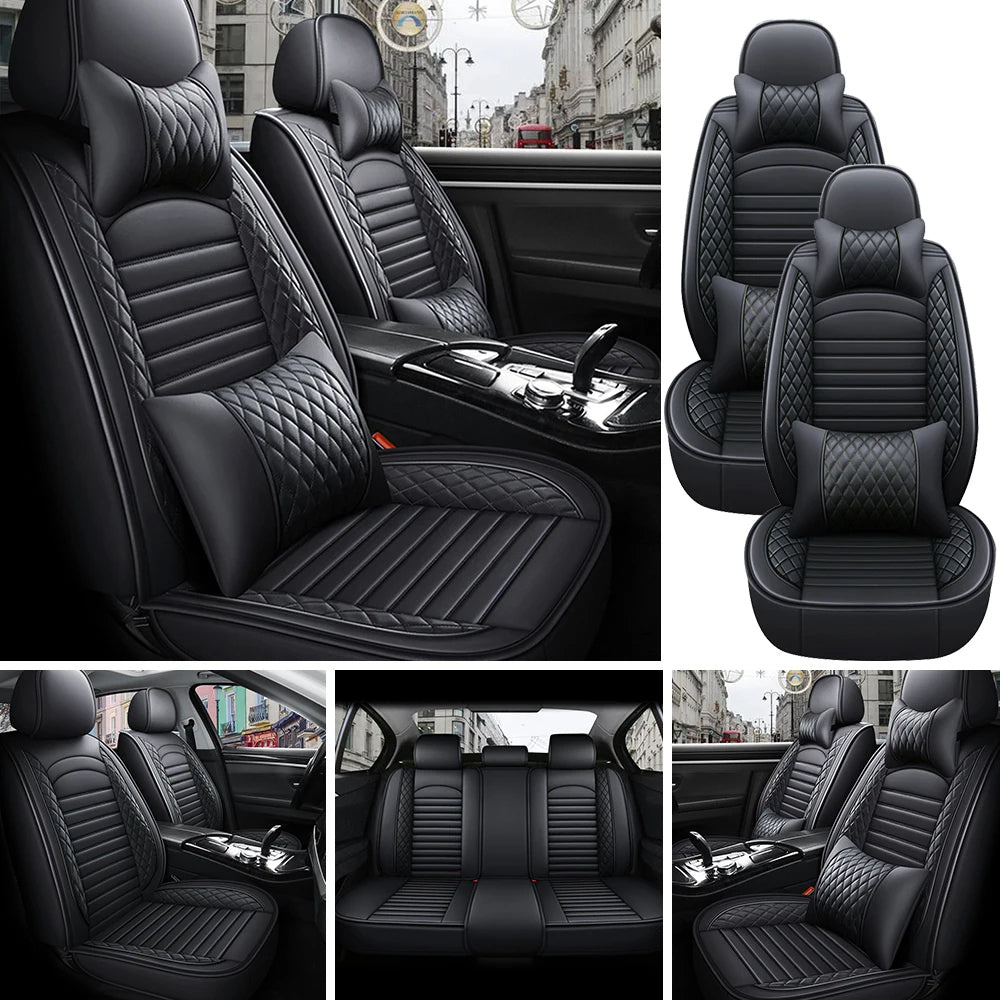 5-Seater PU Leather Car Seat Covers – Full Set Front & Rear Cushion with Anti-Scratch Protection (SP2)