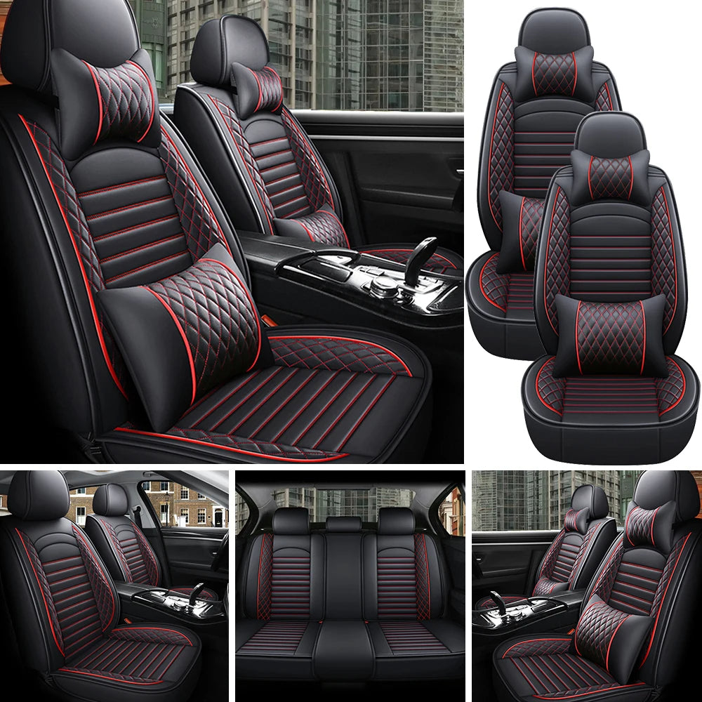 5-Seater PU Leather Car Seat Covers – Full Set Front & Rear Cushion with Anti-Scratch Protection (SP2)