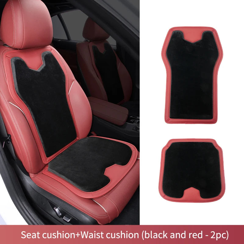 Car Seat Cover Cushion - Warm Flannel Soft Memory Foam Seat Protector Booster Pad - Winter Seat Accessories - Delicate Leather  
