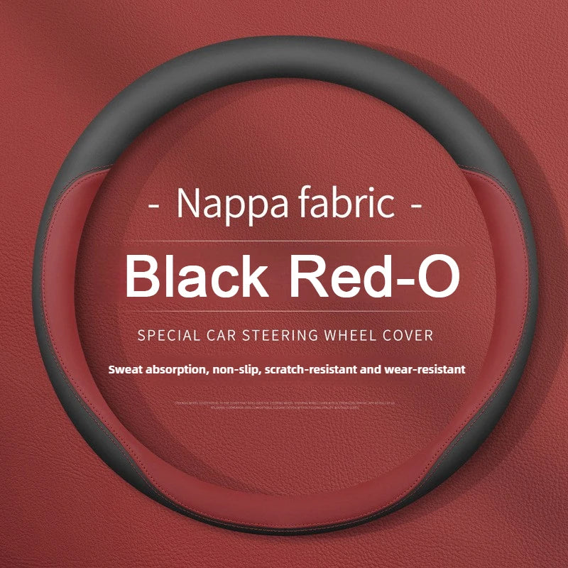 Nappa Leather Car Steering Wheel Cover – Breathable, Anti-Slip, Universal Fit (Round/D-Type) - Delicate Leather  
