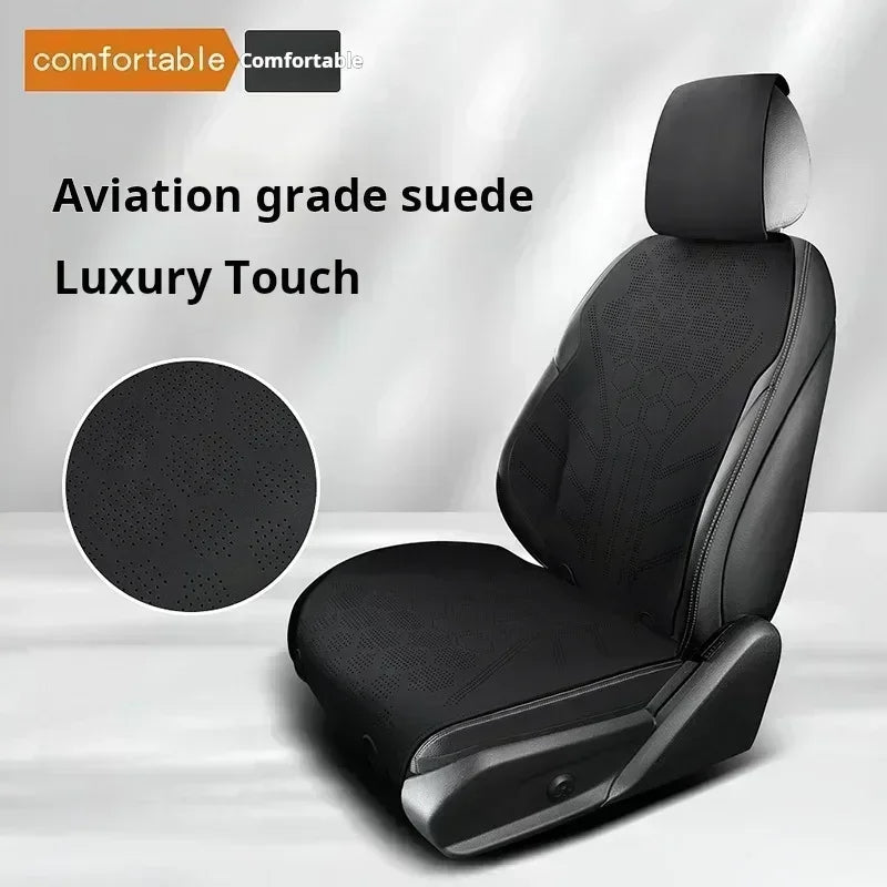 Universal All Seasons Car Seat Cover - Breathable Suede Seat Anti-slip Protective Cushions - Luxury Ultra Thin Suede Seat Cover - Delicate Leather  