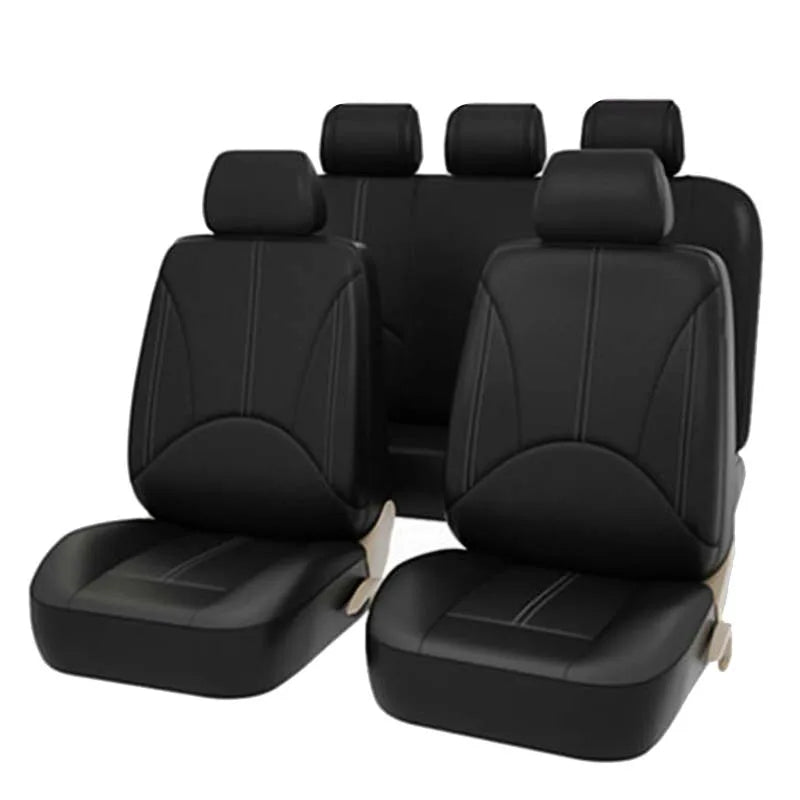 Full Set PU Leather Car Seat Covers – Universal Fit 5 Seats, Durable Interior Cushion Protector - Delicate Leather  