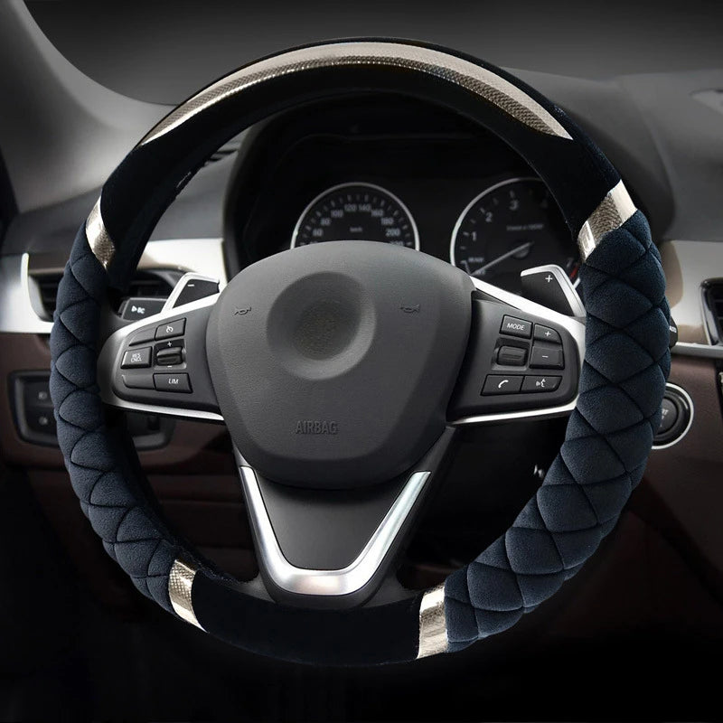 Short Plush Warm Steering Wheel Cover – Soft, Non-Slip, Fashionable Car Interior Accessory - Delicate Leather  
