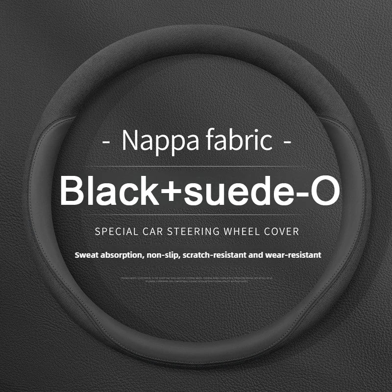 Nappa Leather Car Steering Wheel Cover – Breathable, Anti-Slip, Universal Fit (Round/D-Type) - Delicate Leather  