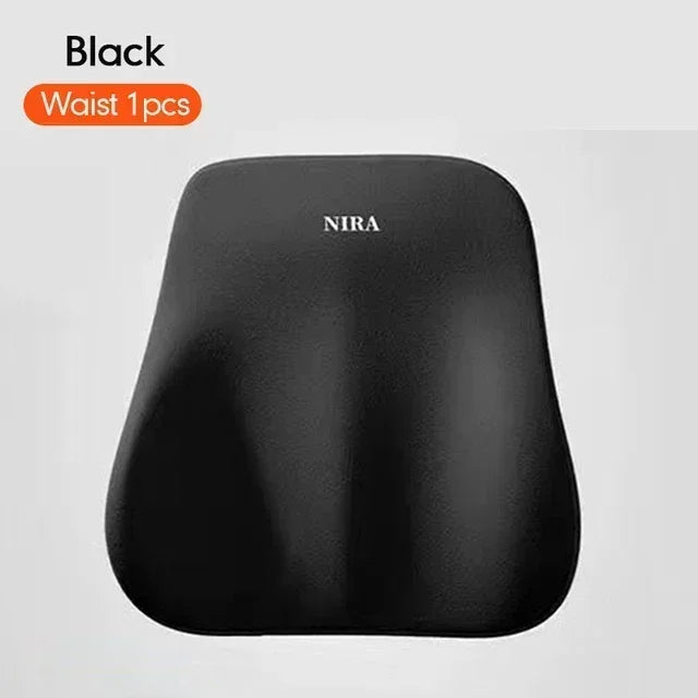 Memory Foam Car Lumbar Support Pillow – Removable Washable Backrest Cushion, Universal Fit - Delicate Leather  
