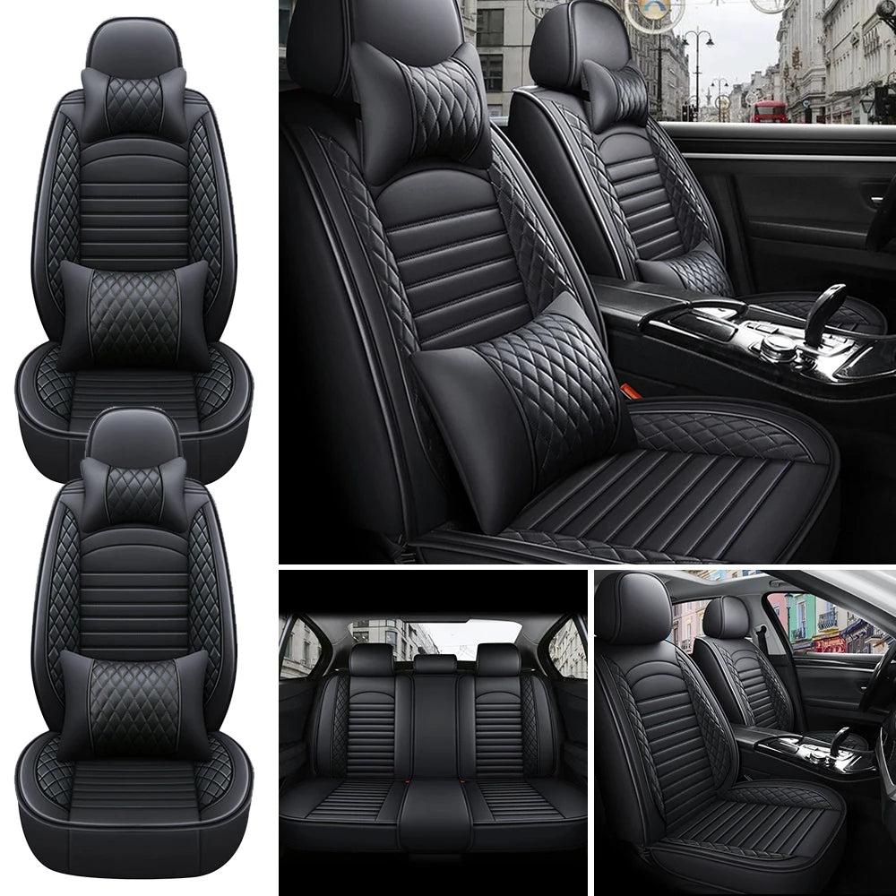 5-Seater PU Leather Car Seat Covers – Full Set Front & Rear Cushion with Anti-Scratch Protection (SP2)