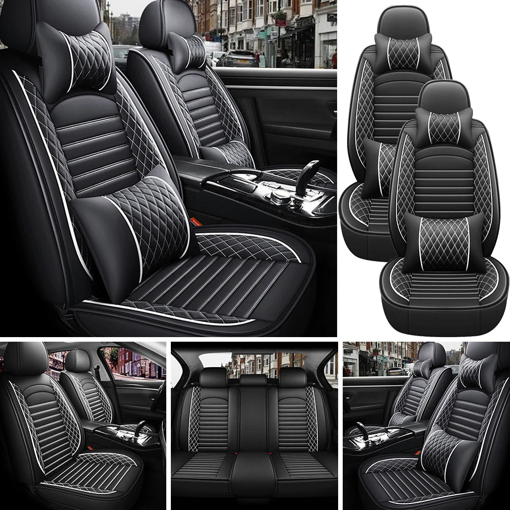 5-Seater PU Leather Car Seat Covers – Full Set Front & Rear Cushion with Anti-Scratch Protection (SP2)