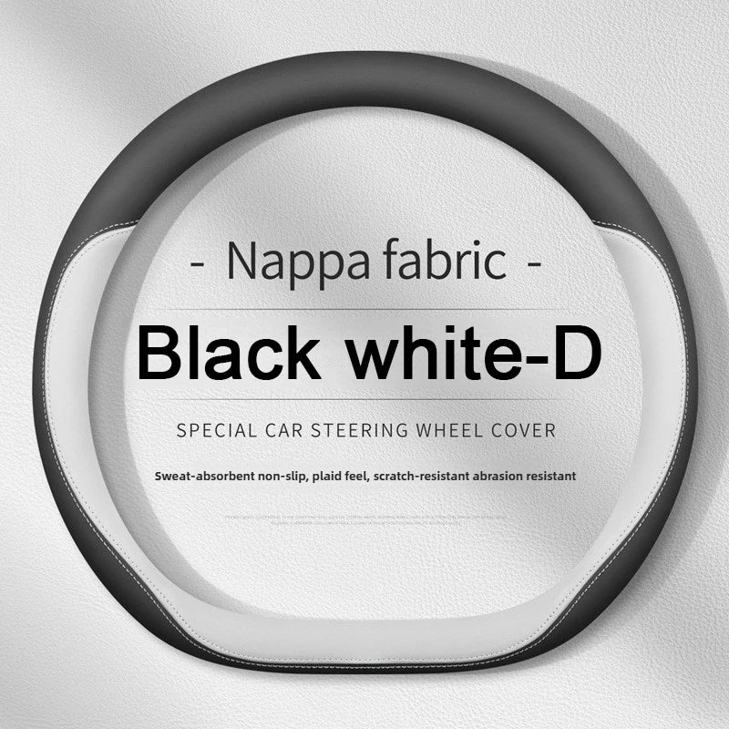 Nappa Leather Car Steering Wheel Cover – Breathable, Anti-Slip, Universal Fit (Round/D-Type) - Delicate Leather  