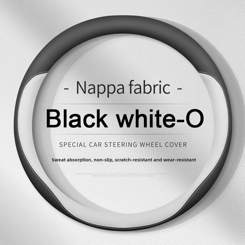 Nappa Leather Car Steering Wheel Cover – Breathable, Anti-Slip, Universal Fit (Round/D-Type) - Delicate Leather  