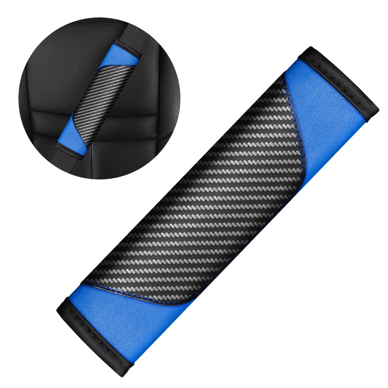 Carbon Fiber Leather Seat Belt Shoulder Protector – Soft Anti-Slip Seat Belt Cover, Universal Car Shoulder Pad - Delicate Leather  